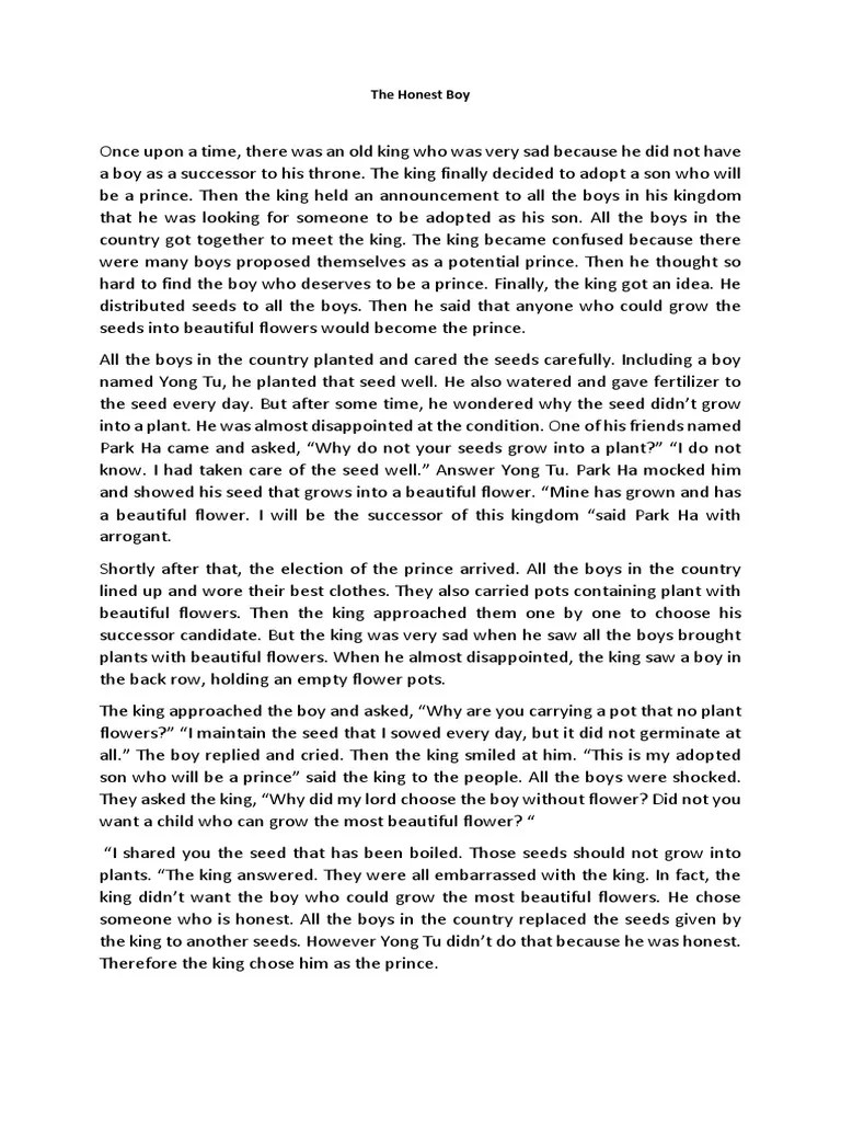 Tugas Inggris The Honest Boy | PDF