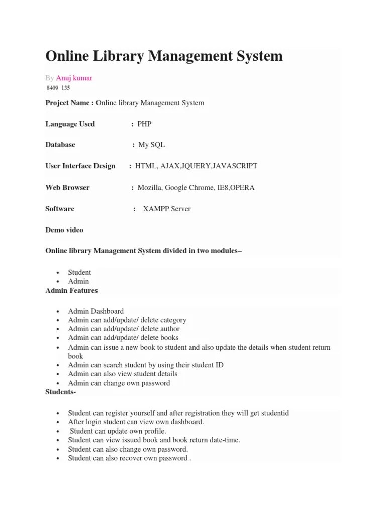 Online Library Management System PDF