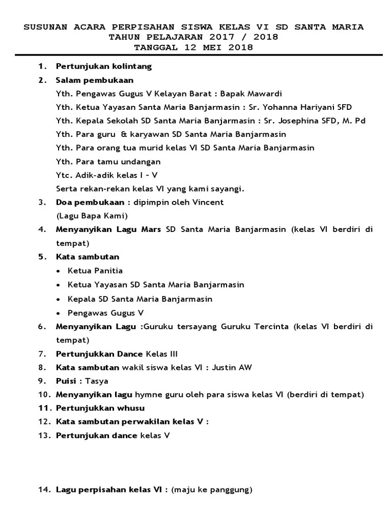 Contoh Contoh Susunan Acara Perpisahan Guru Pensiun Terbaik