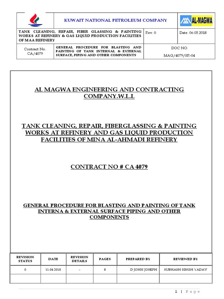 Blasting Painting Procedure PDF Paint Humidity