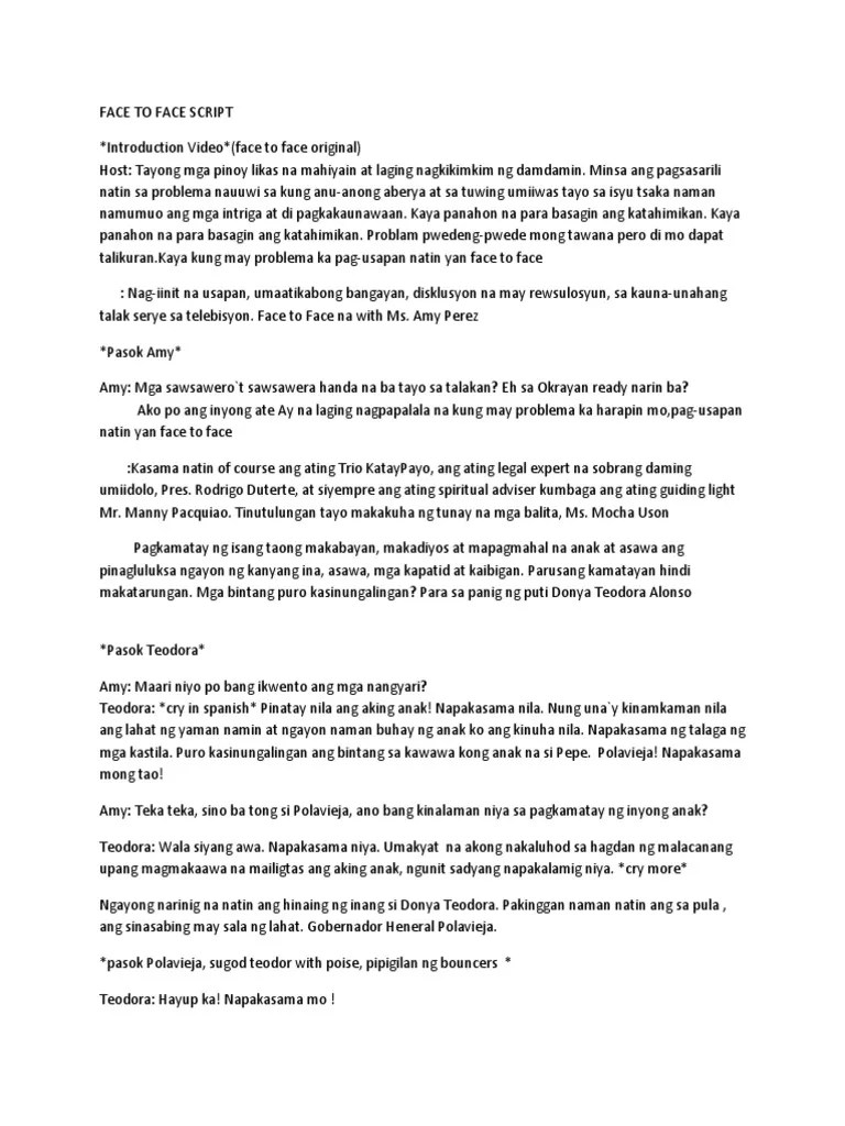 Face To Face Script PDF