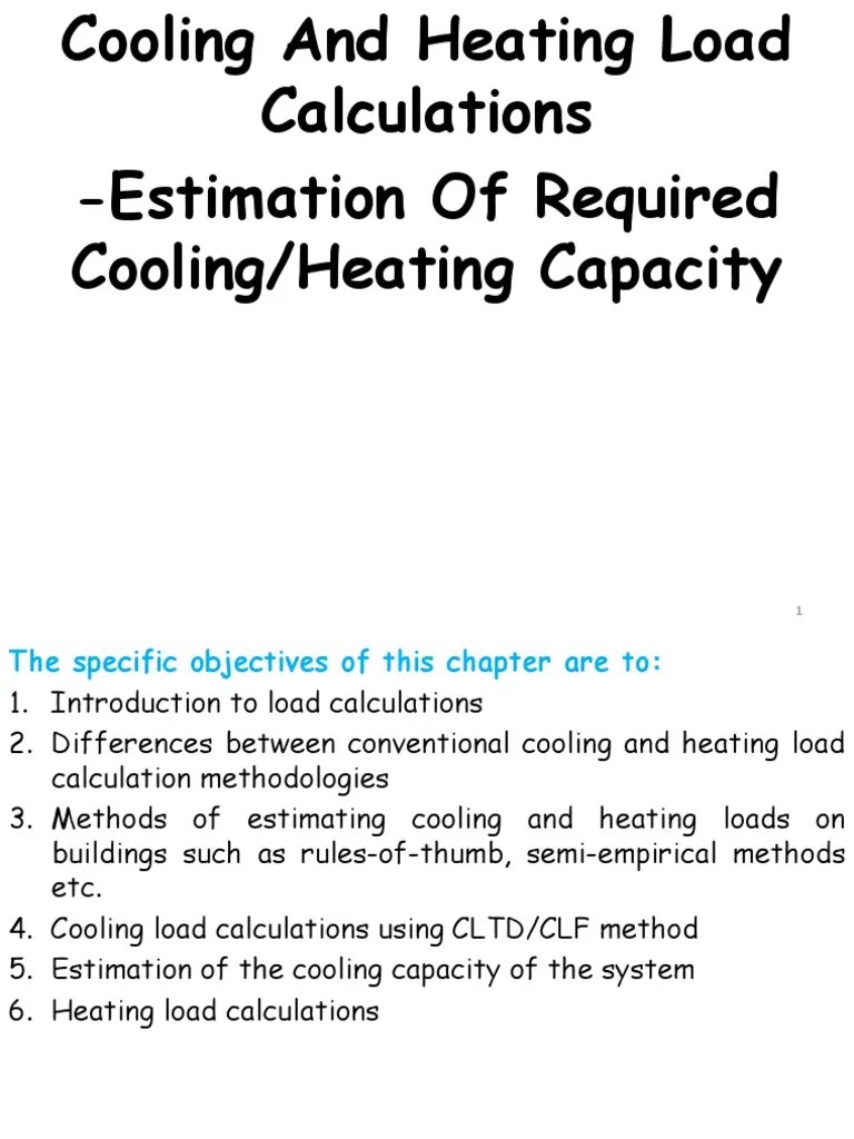 3Cooling And Heating Load Calculations .ppt Hvac Heat Transfer