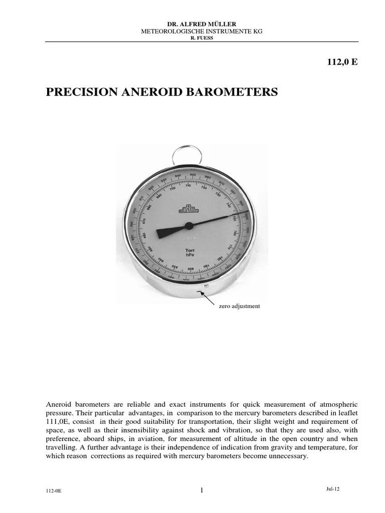 Barometers PDF Pressure Measurement Applied And Interdisciplinary