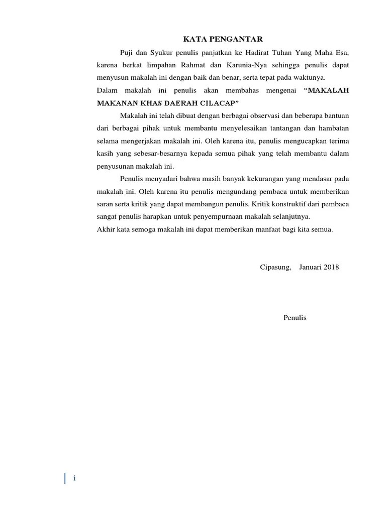Makalah Makanan Khas Daerah KATA PENGANTAR