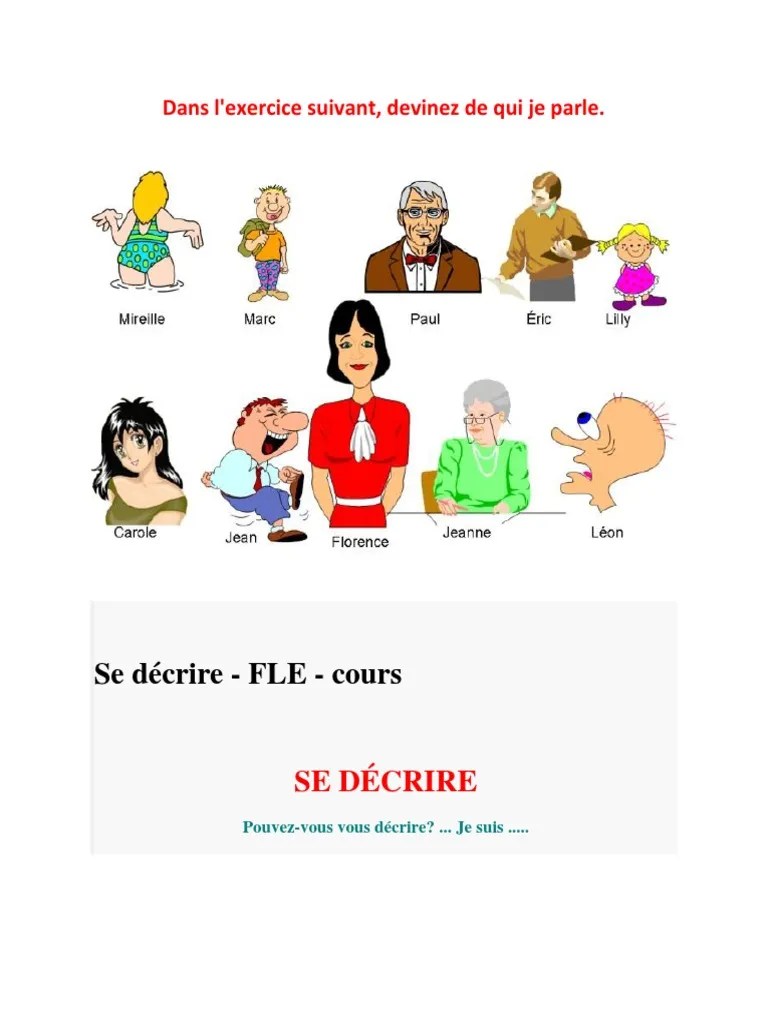 Decrire Une Personne Loisirs