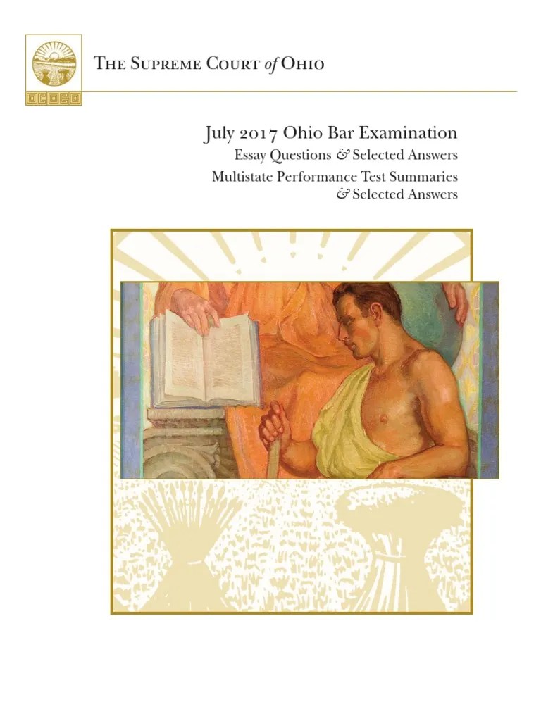 Ohio Bar Exam Essay Ques & Selected Ans, Multistate Performance Test