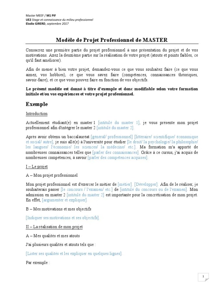 Modèle Projet Professionnel.pdf Knowledge Cognition