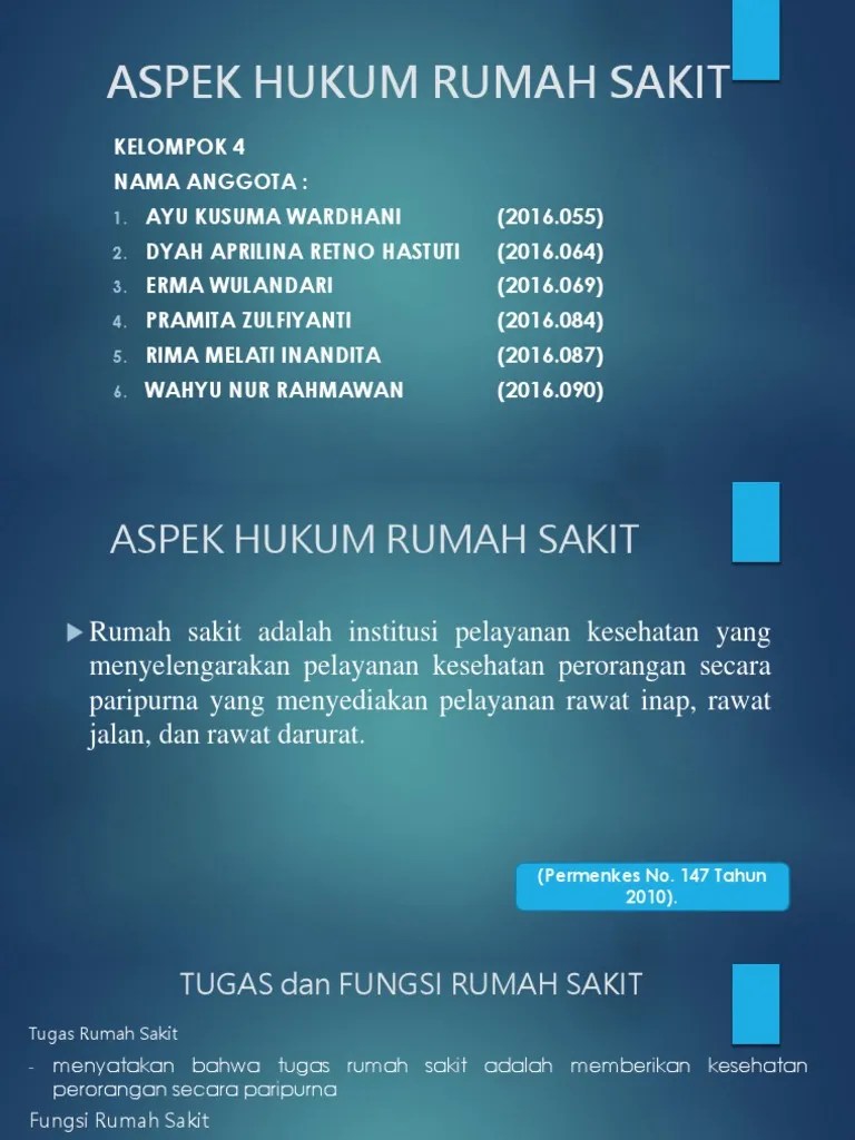 Ppt Aspek Hukum Rumah Sakit