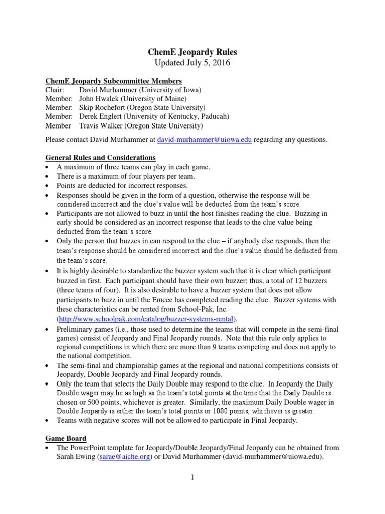 Jeopardy Rules and Instructions 8.9.2016