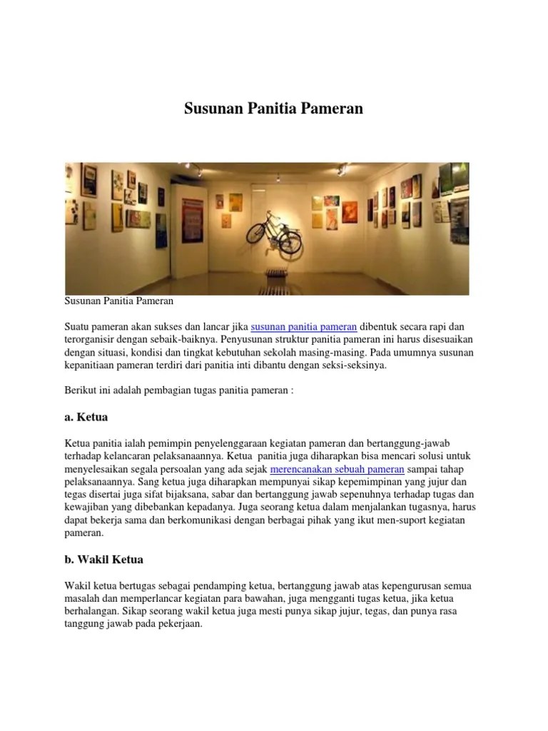 Penyusunan Struktur Organisasi Kepanitiaan Pameran Disesuaikan Dengan