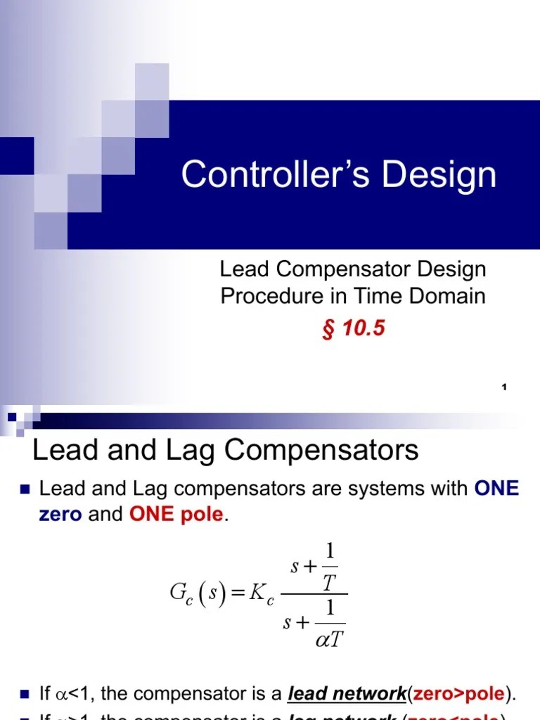 Lead CompensatorTime Domain PDF Control Theory Systems Theory
