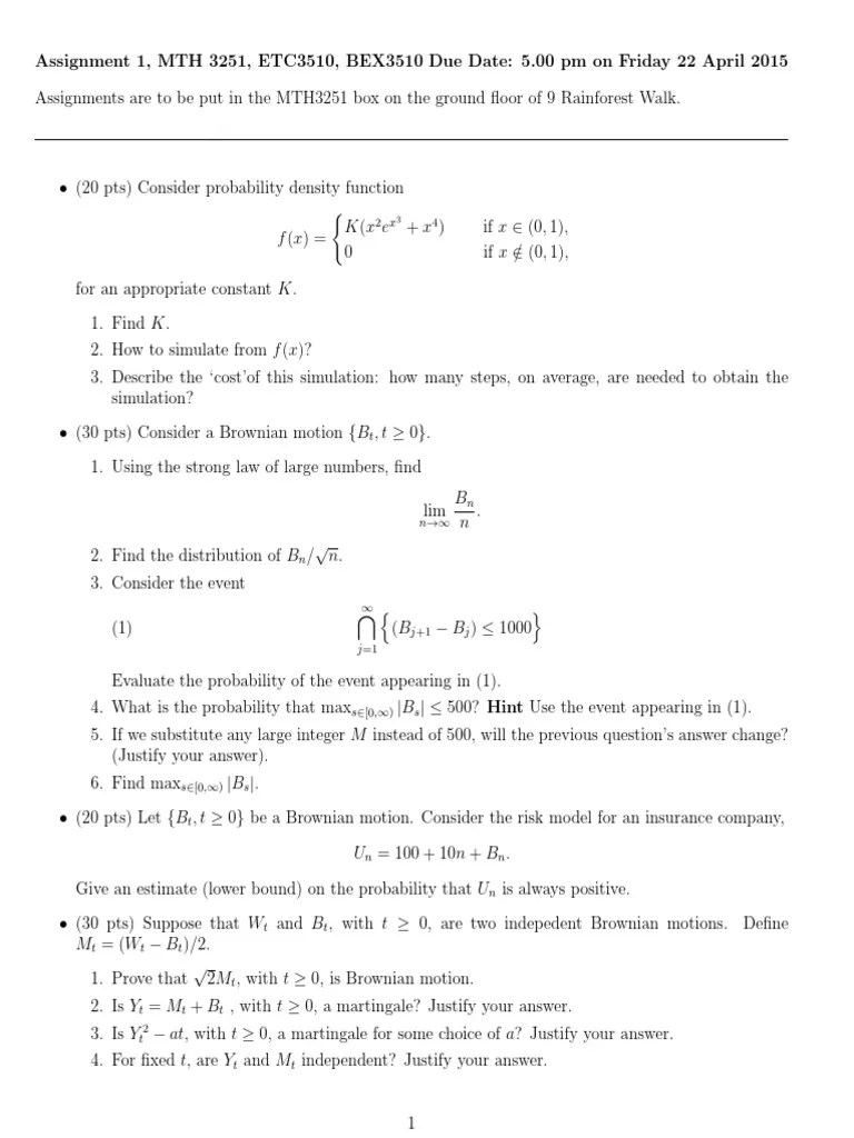 2016 Financial Mathematics Assignment | PDF | Mathematical Finance