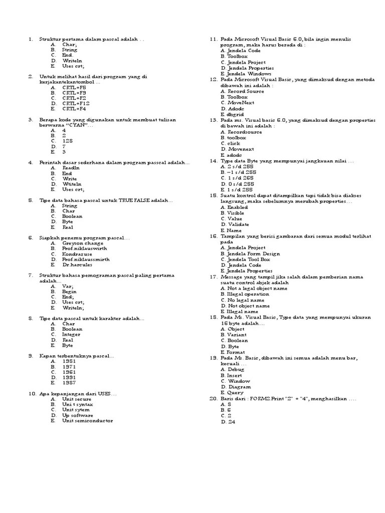 Struktur Pertama Dalam Pascal Adalah - Berbagi Struktur