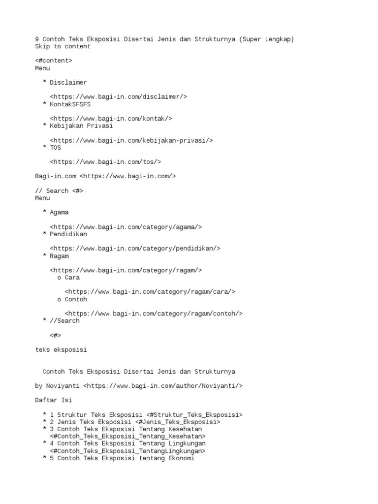 9 Contoh Teks Eksposisi Disertai Jenis Dan Strukturnya (Super Lengkap) | PDF