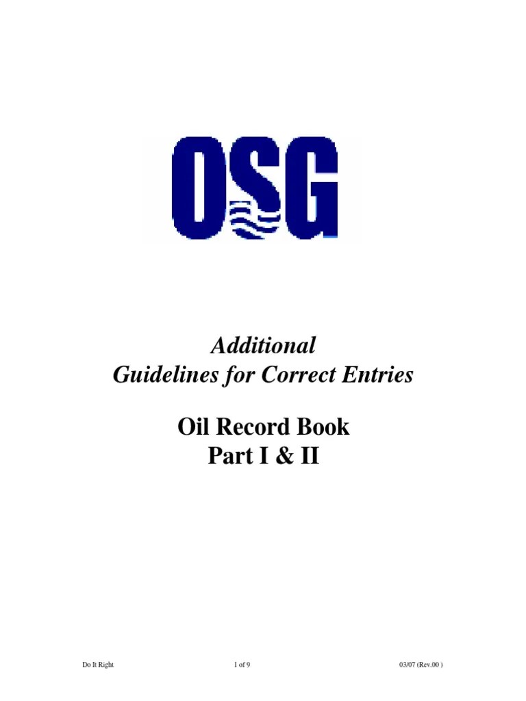 Oil Record Book Guidelines (Rev.00) PDF Fuel Oil Nature