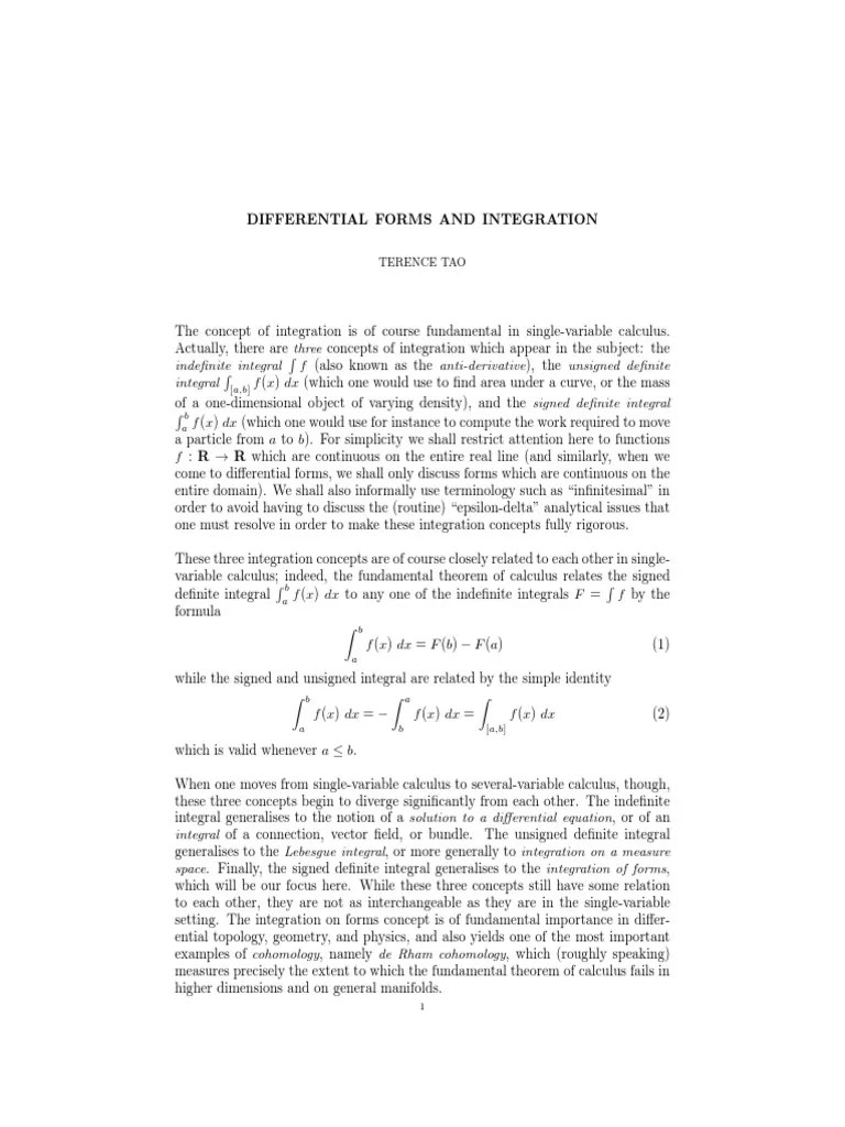 Differential Forms PDF Differential Form Integral