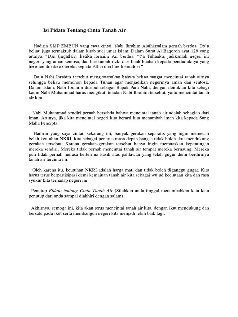 Isi Pidato Tentang Cinta Tanah Air | PDF
