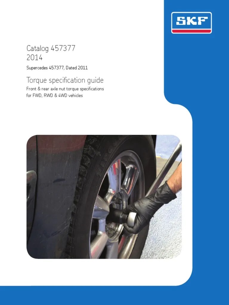 SKF Front & Rear Axle Nut Torque Specifications Car Automobile