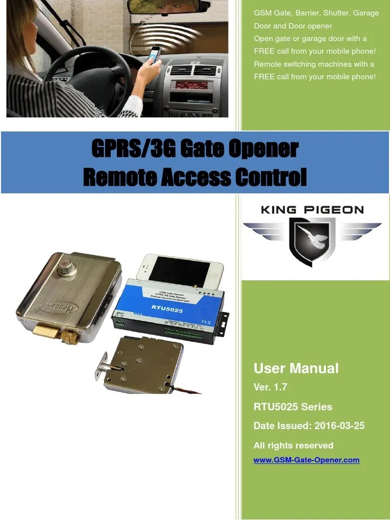 RTU5025 GPRS 3G Gate Opener User Manual V1.7 PDF General Packet
