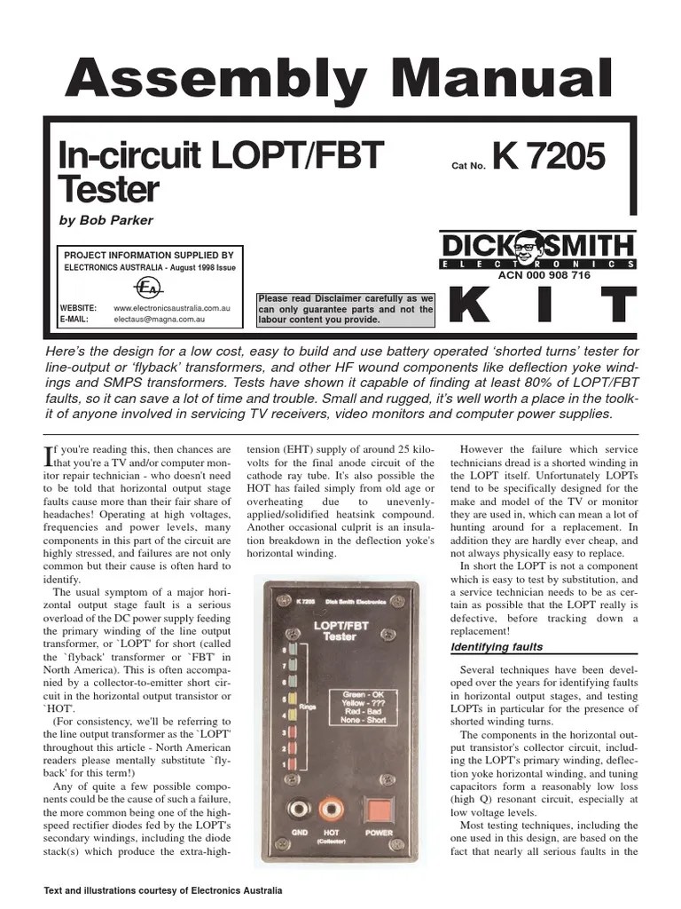 Ring Tester K7205 Printed Circuit Board Transformer
