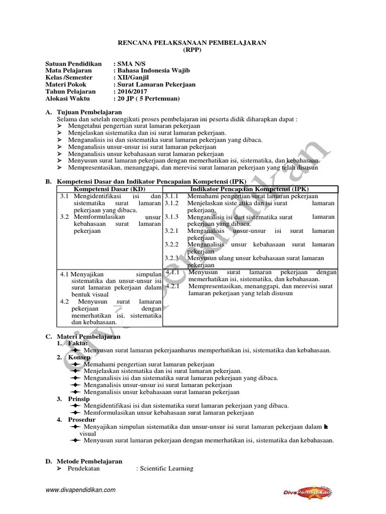 Kumpulan Soal Ulangan Harian Surat Lamaran Pekerjaan Kelas 12