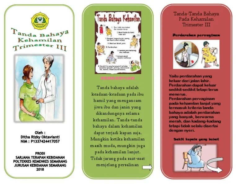Leaflet Depan Tanda Bahaya Kehamilan Trimester 3