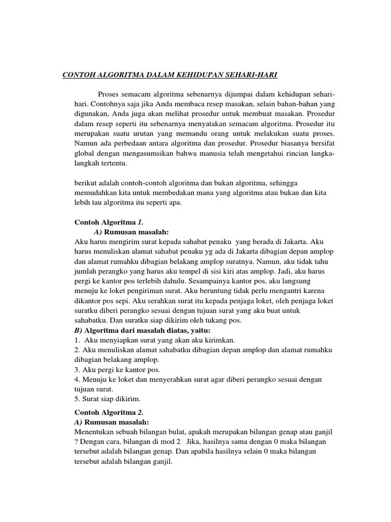 Contoh Algoritma Dalam Kehidupan Sehari