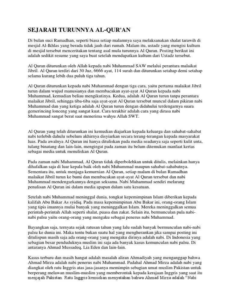 Sejarah Turunnya Al | PDF