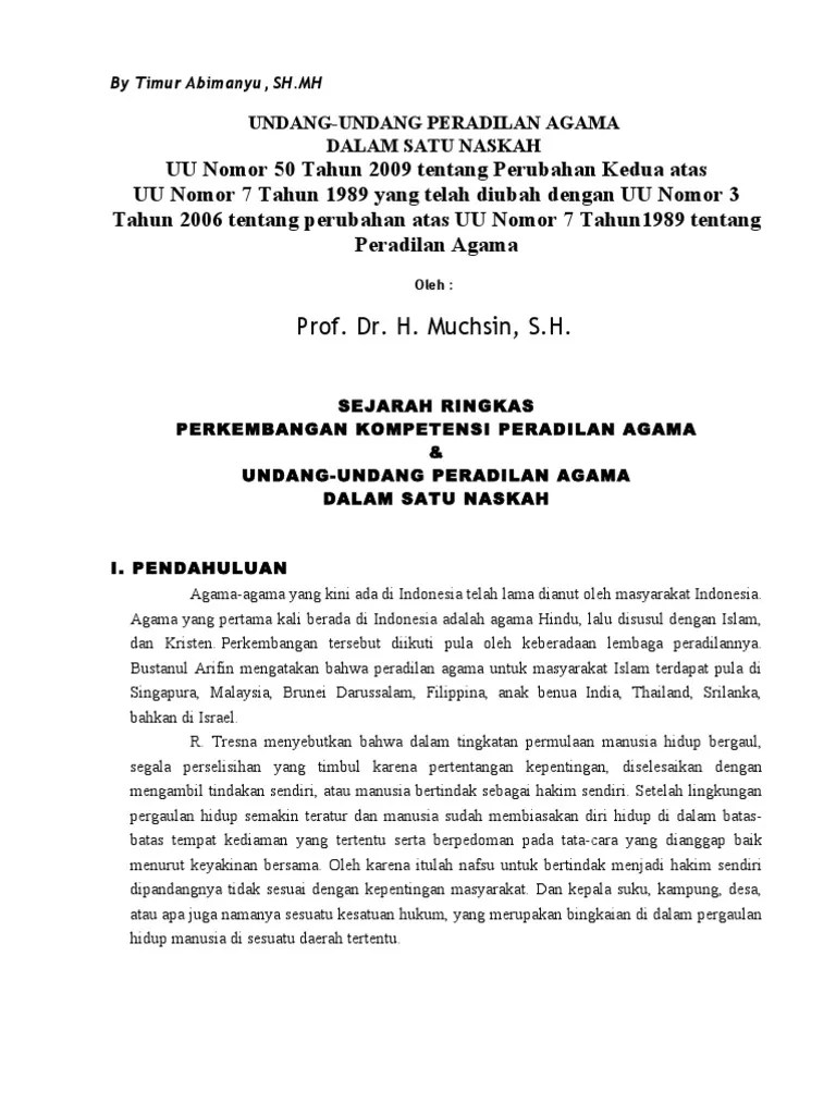 UU Peradilan Agama Dalam Satu Naskah PDF