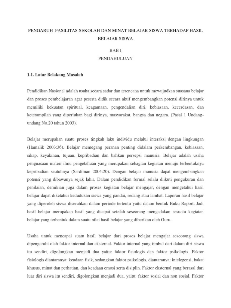 Pengaruh Fasilitas Sekolah Terhadap Hasil Belajar Siswa Cara Mengajarku