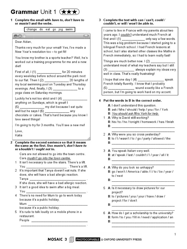 GR Ramma Ar Unit On't Have To Couldn't, o N'T Be Able To 'T, Could / o