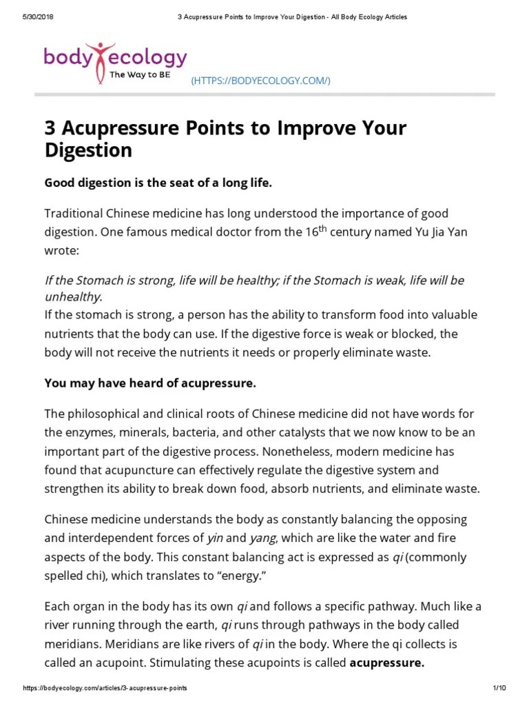 Point Digestive 3 Acupressure Points to Improve Your