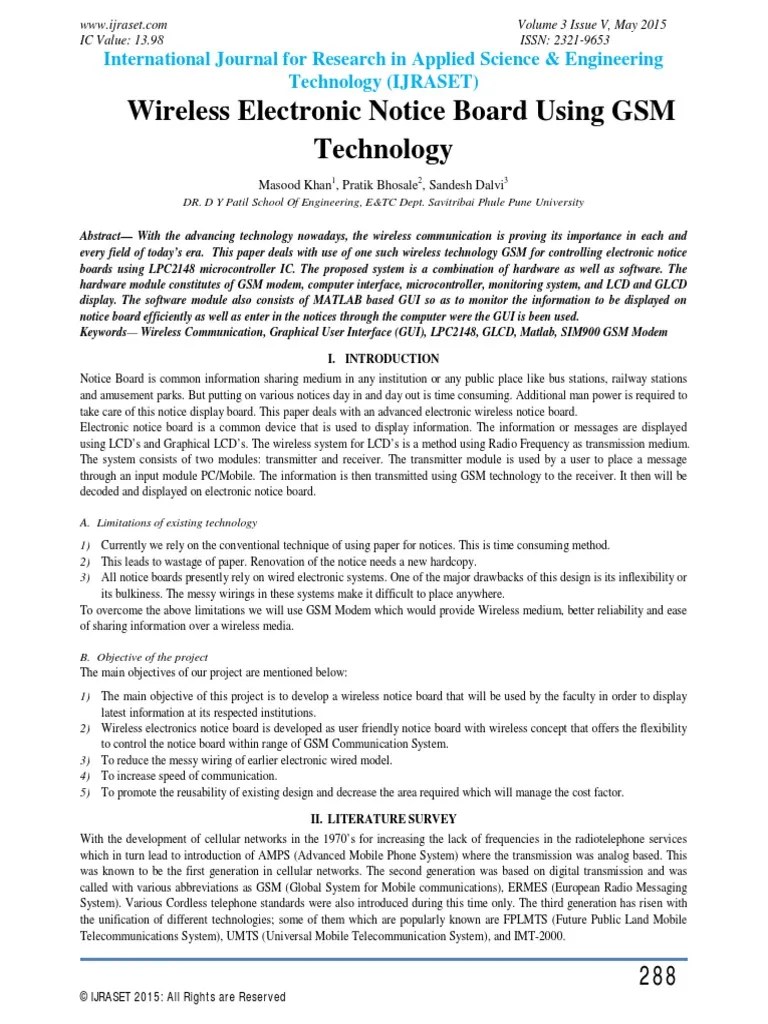 Wireless Electronic Notice Board Using GSM Technology PDF Power