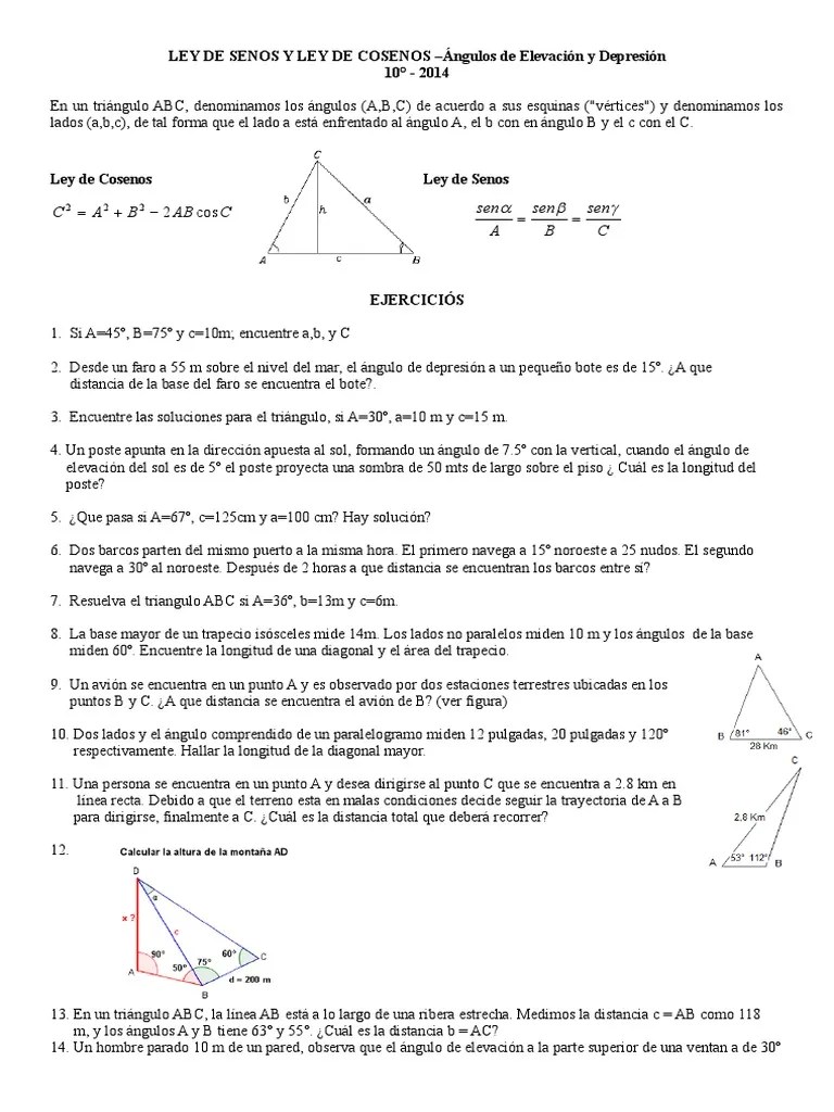 Ley de senos y cosenos.doc Triángulo Matemáticas
