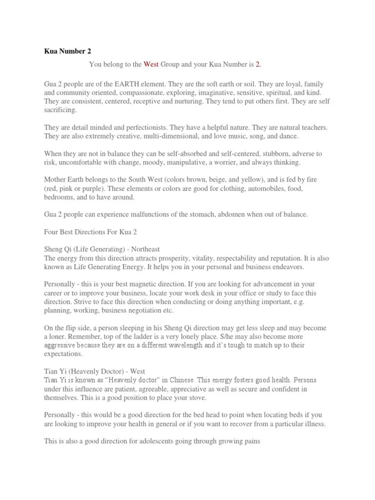 Kua Number 2 PDF Feng Shui White