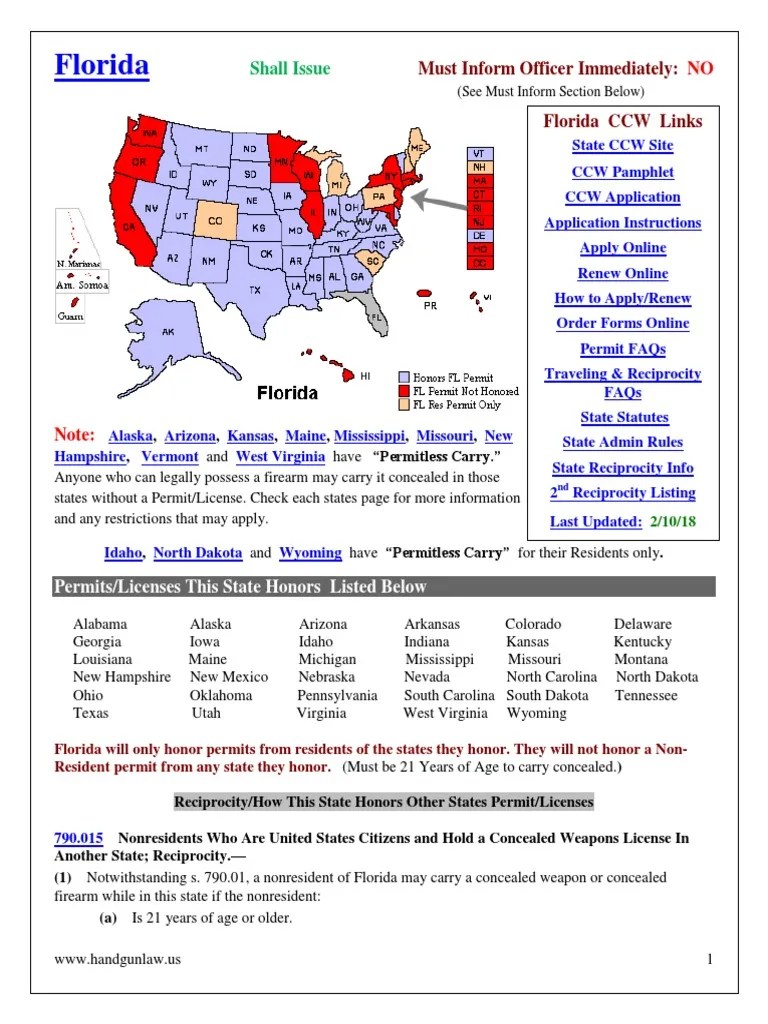 Florida Shall Issue PDF Concealed Carry In The United States