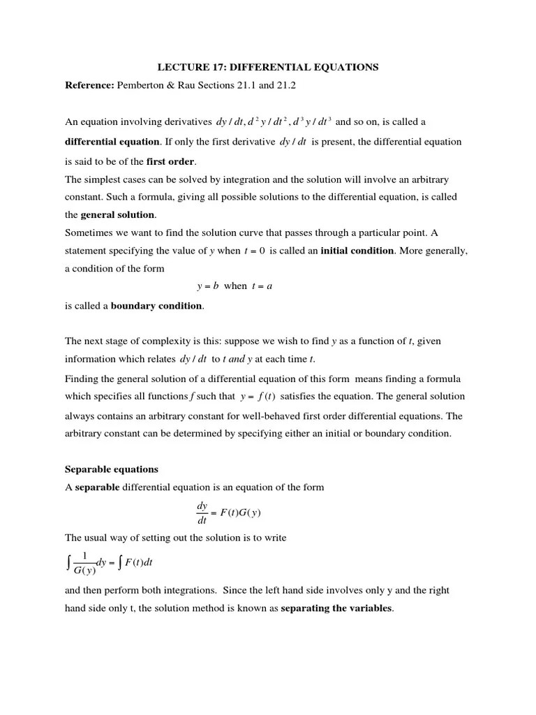 Math For Economics Differential Equations PDF Differential Equations Boundary Value Problem