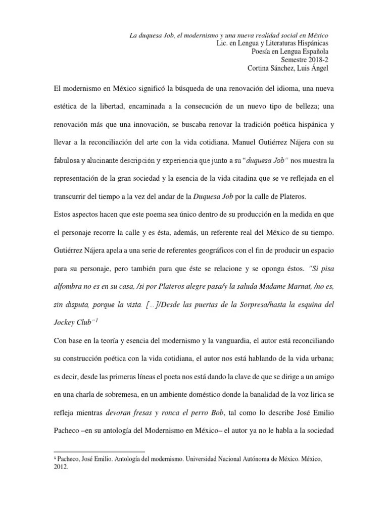 Duquesa Job Mexicana PDF Poesía México
