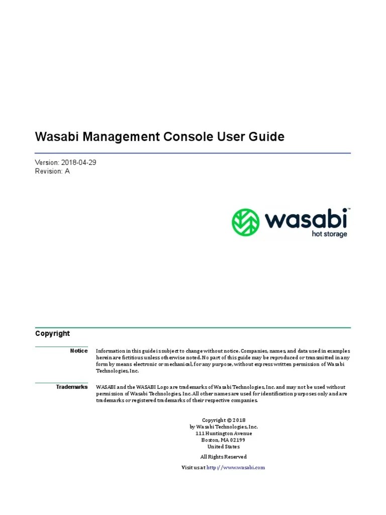 Wasabi User Guide PDF Computer File Password