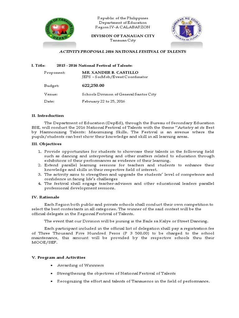 Activity Proposal Sample Change Behavior Modification