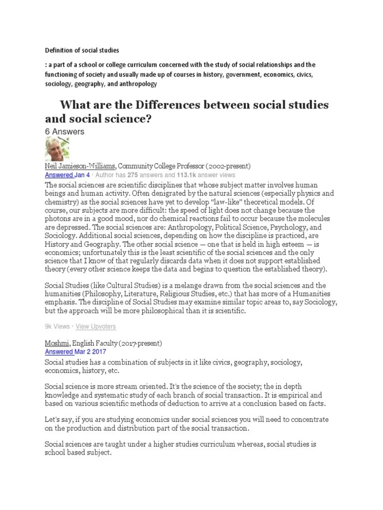 What Are The Differences Between Social Studies and Social Science