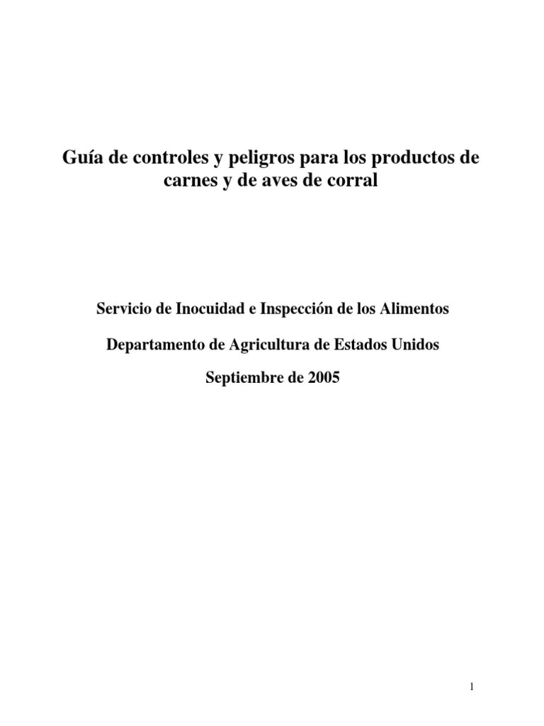 Meat and Poultry Hazards Controls Guide Spanish PDF Carne