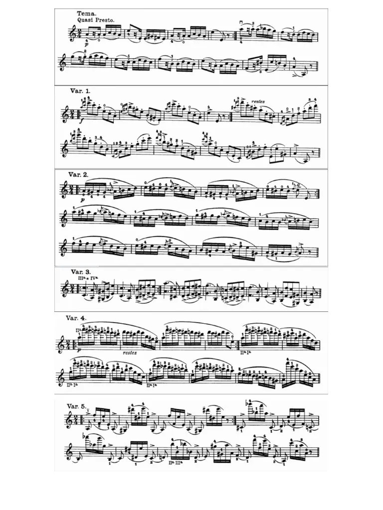 Niccolò Paganini Caprice for Solo Violin, Op 1 No 24 (Sheet Music