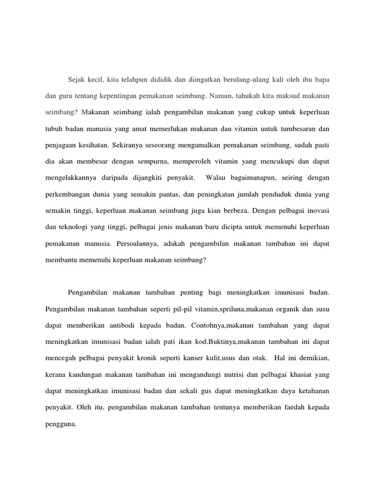Karangan Makanan Seimbang Spm