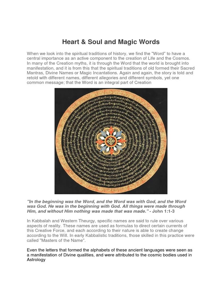Heart and Soul Word Magic Notes Alchemy Kabbalah