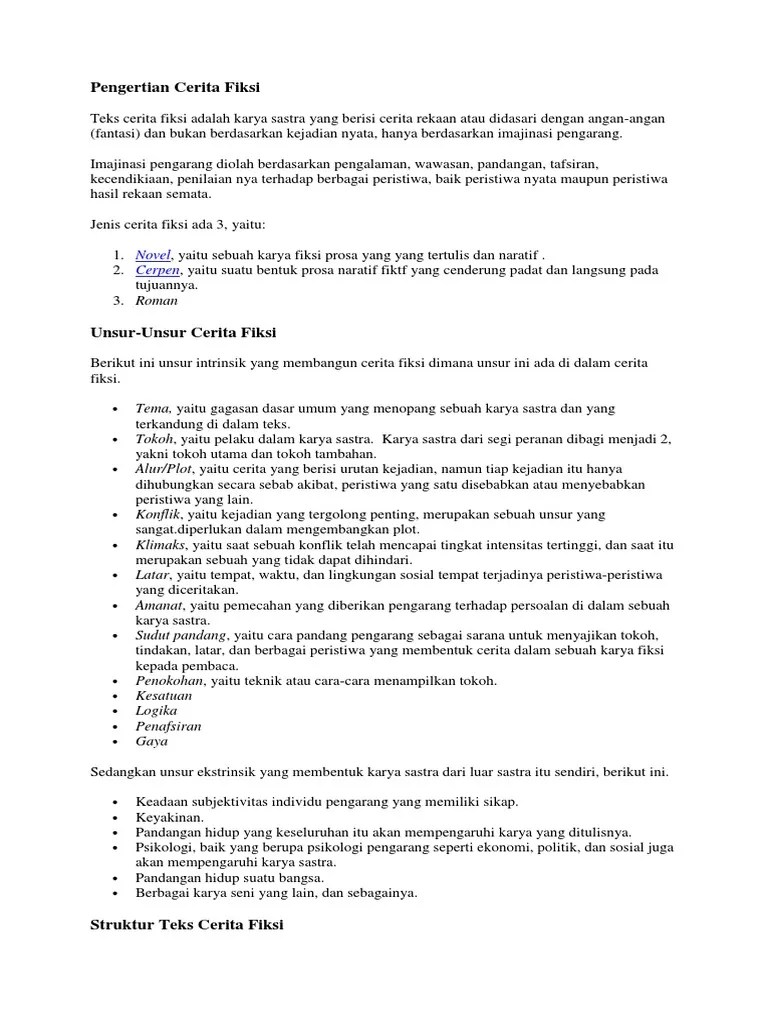 Yang Bukan Merupakan Unsur Intrinsik Karya Sastra Fiksi Yaitu - Perangkat  Sekolah