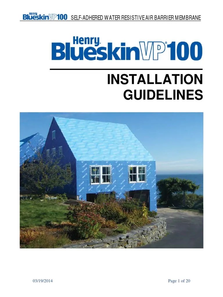 BlueskinVP100 Installation Guidelines PDF Wall Countertop