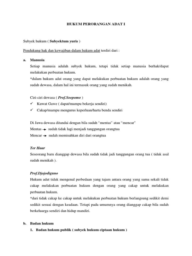 Hukum Perorangan Adat | PDF