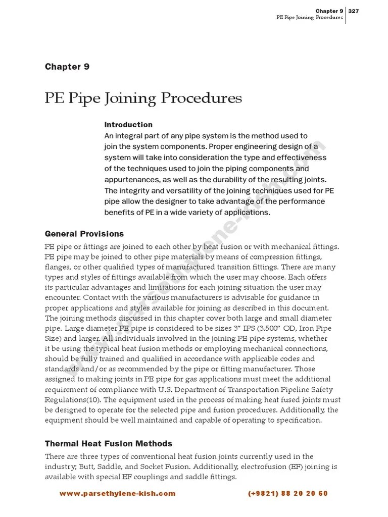 PE Pipe Joining Procedures General Provisions PDF Pipe (Fluid