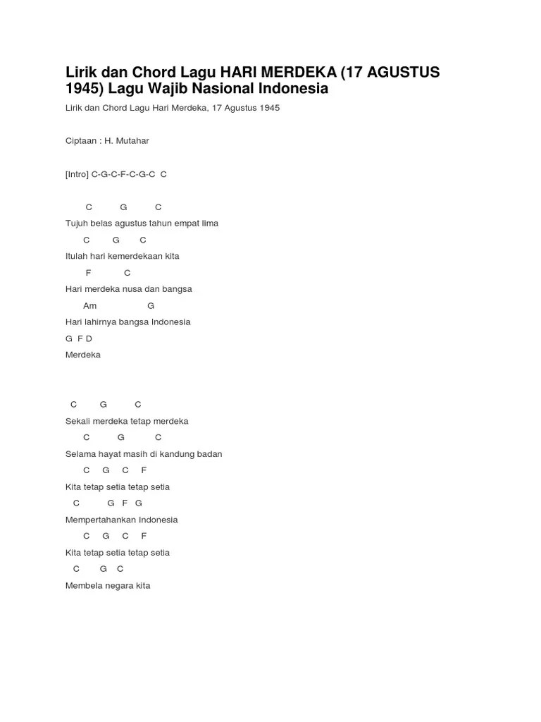 Lirik Dan Chord Lagu HARI MERDEKA | PDF